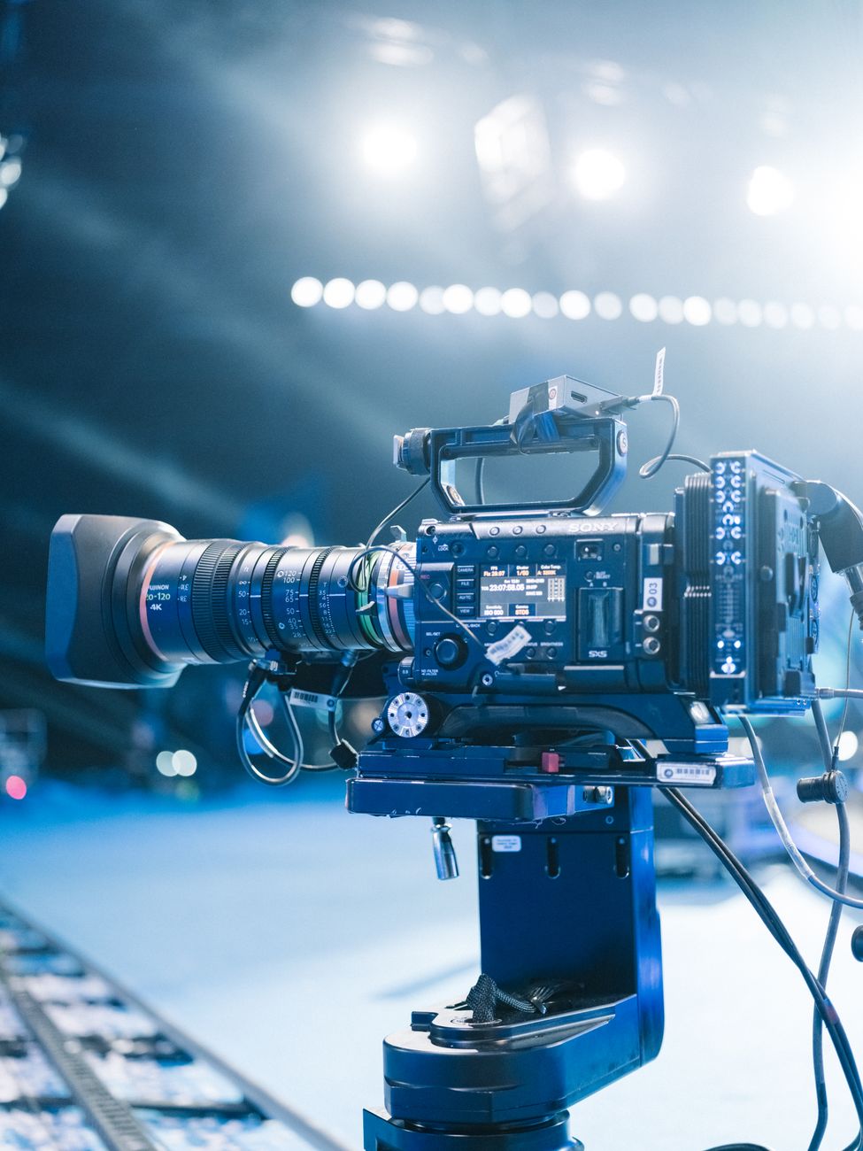 Close up of professional digital television lens setup