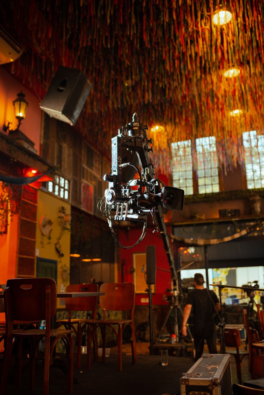 Behind the scenes camera monitor and production mixer