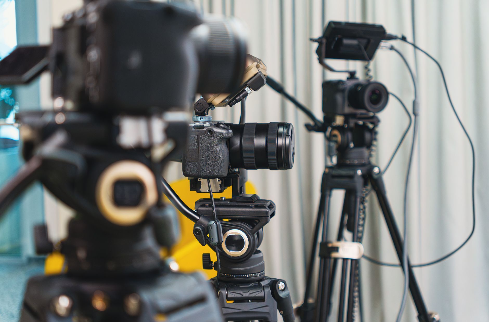 Modern TV camera studio recording broadcast live in South Africa