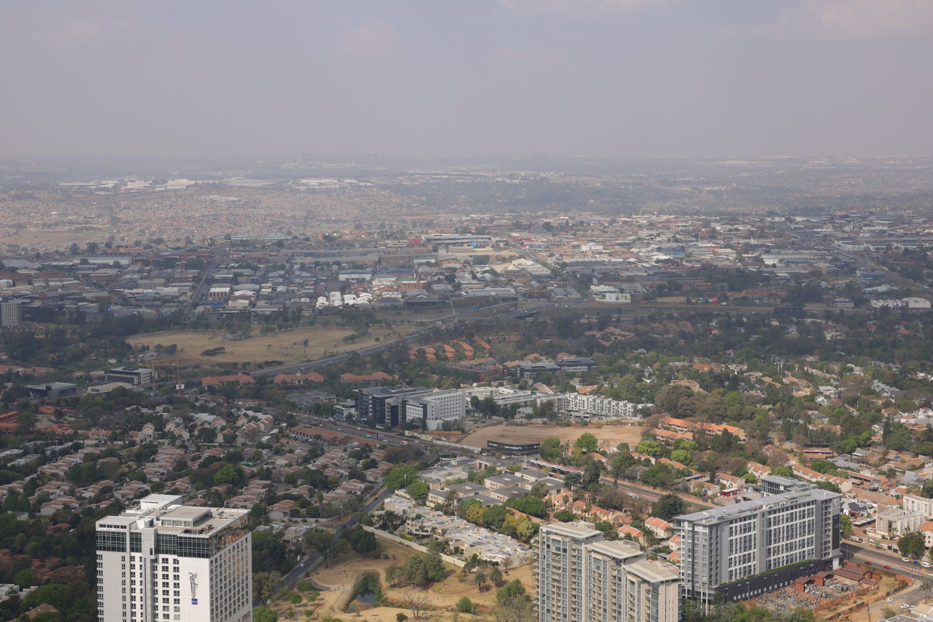 Landscape overlooking Pretoria cityscape sunset